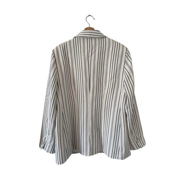 Frame White and Blue Striped Blazer - Picture 3 of 5